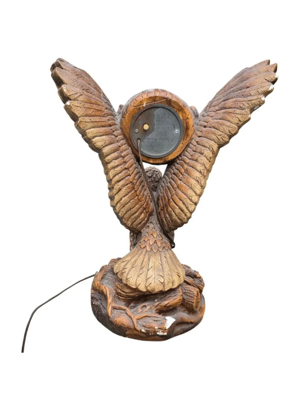 Lanshire Chicago Eagle Chalkware Clock Movement Brown Electric Brown Clock untes